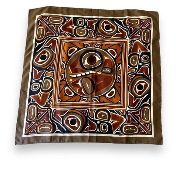 Boma Jocelyne Mange Native Sun Face Scarf Neutral Scarves Chocolate Brown Wrap - Picture 1 of 7